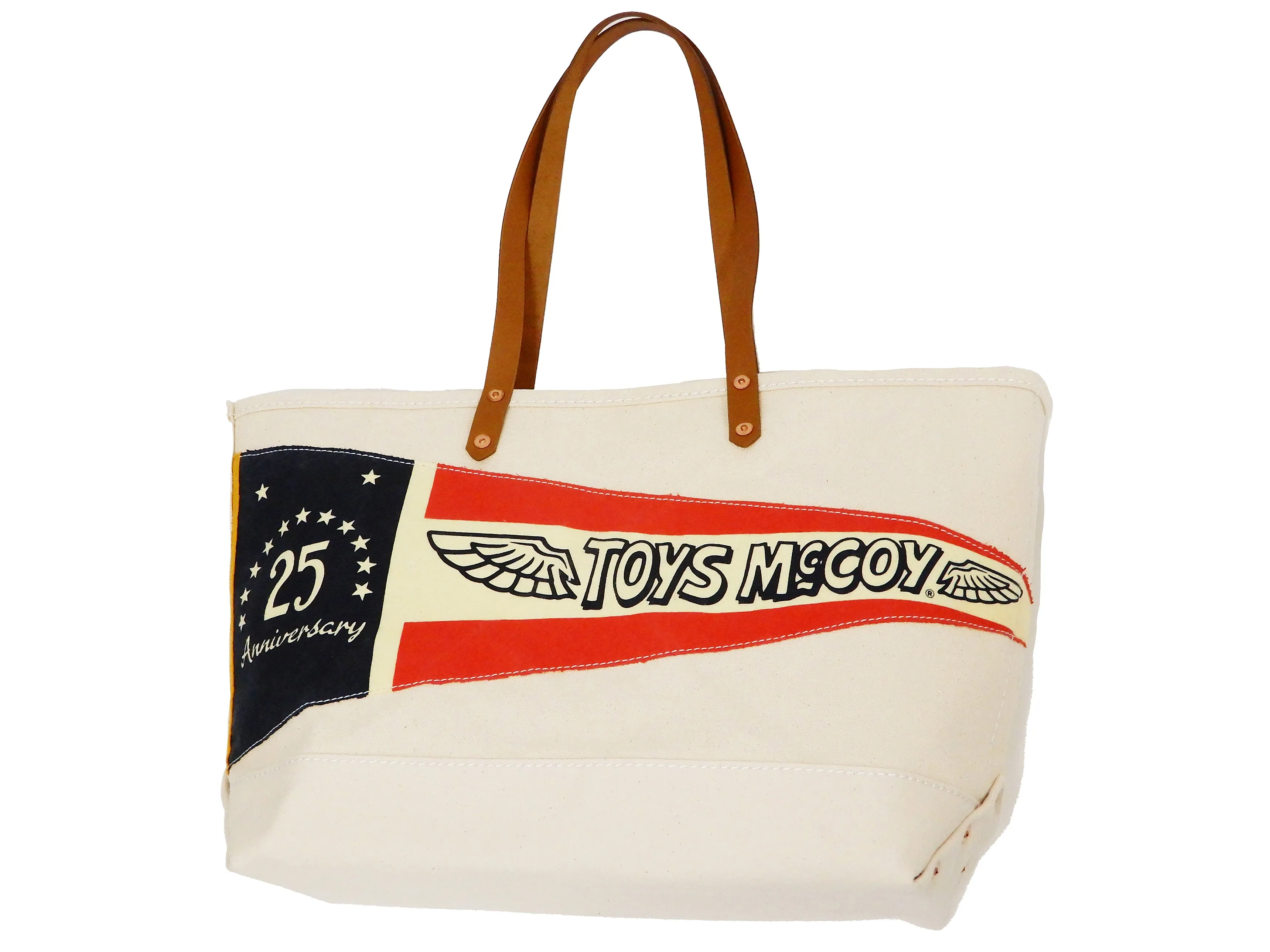 TOYS McCOY Bag Men's Casual Pennant Tote Bag With Leather Handles Canvas Tote Bag TMA2119 Natural