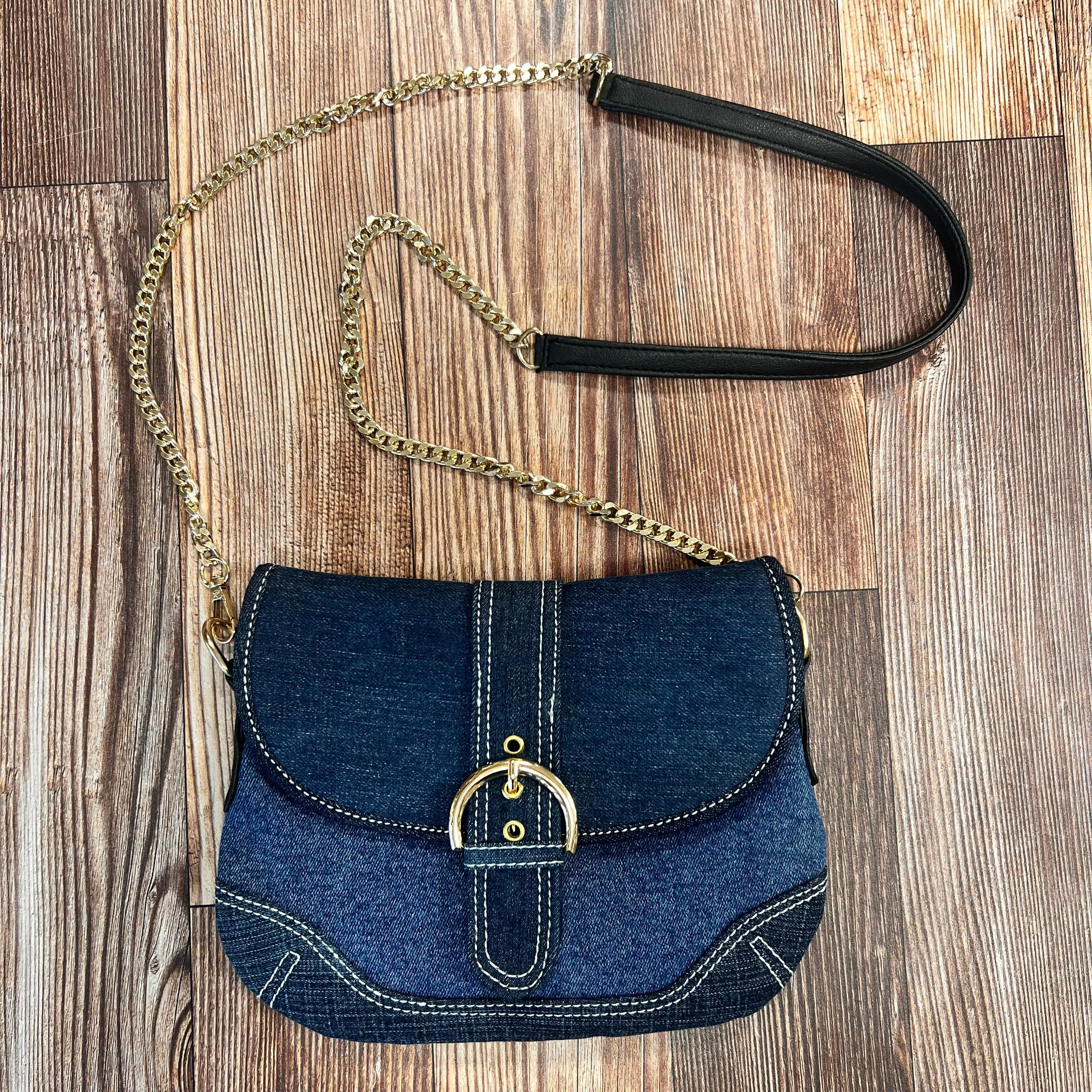 Vann & Co. - Denim Shoulder Bag with Front Flap