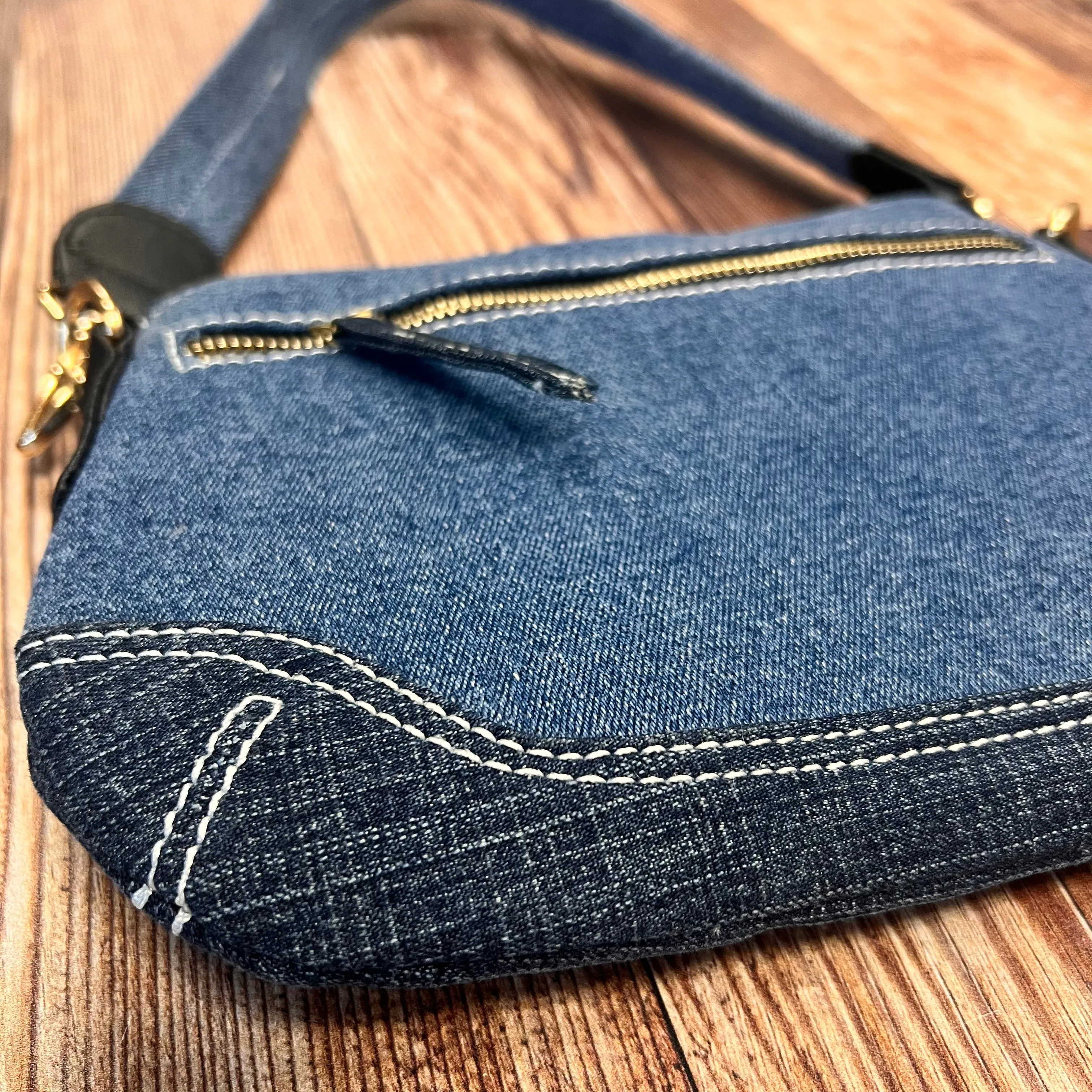 Vann & Co. - Denim Shoulder Bag with Front Flap