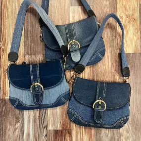 Vann & Co. - Denim Shoulder Bag with Front Flap