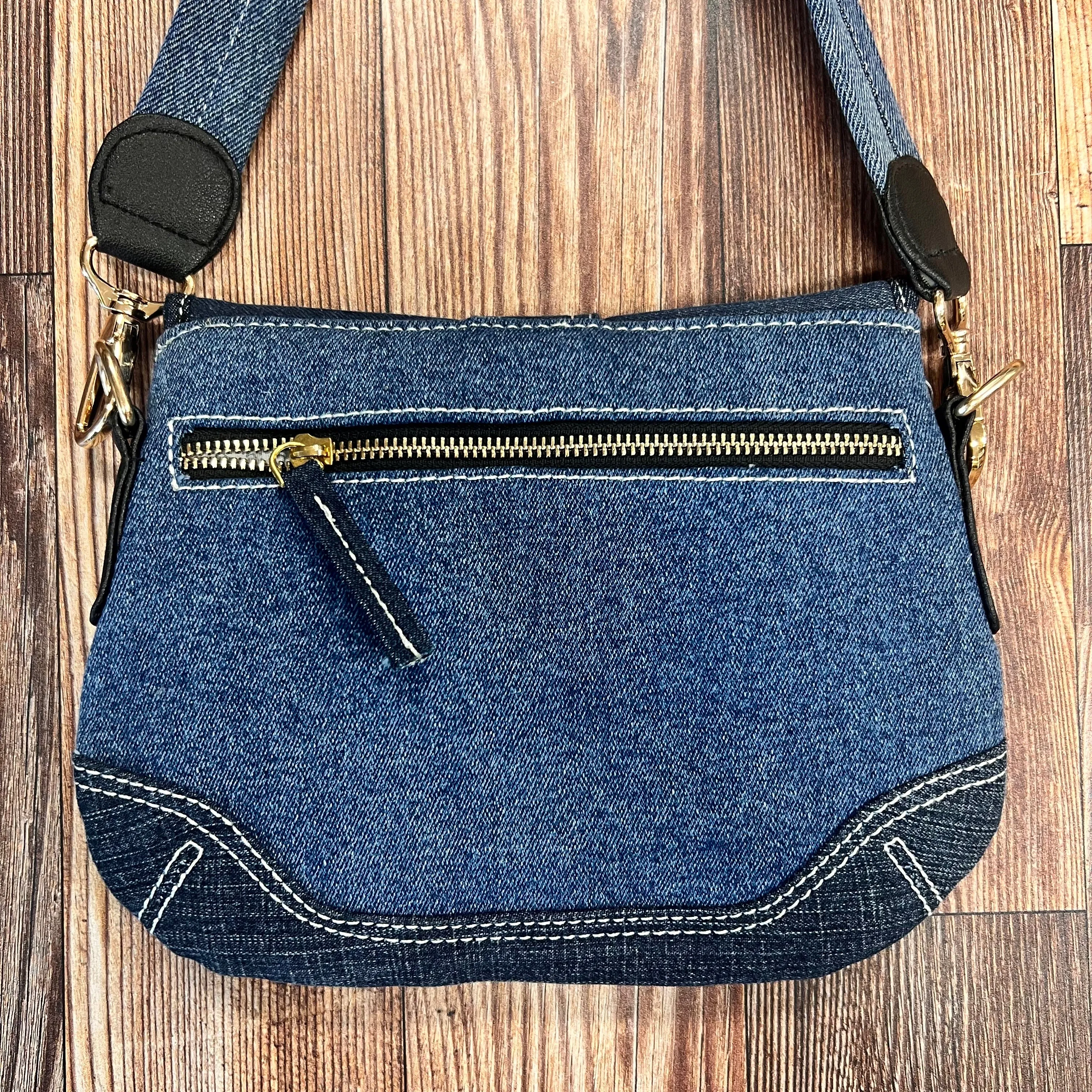 Vann & Co. - Denim Shoulder Bag with Front Flap