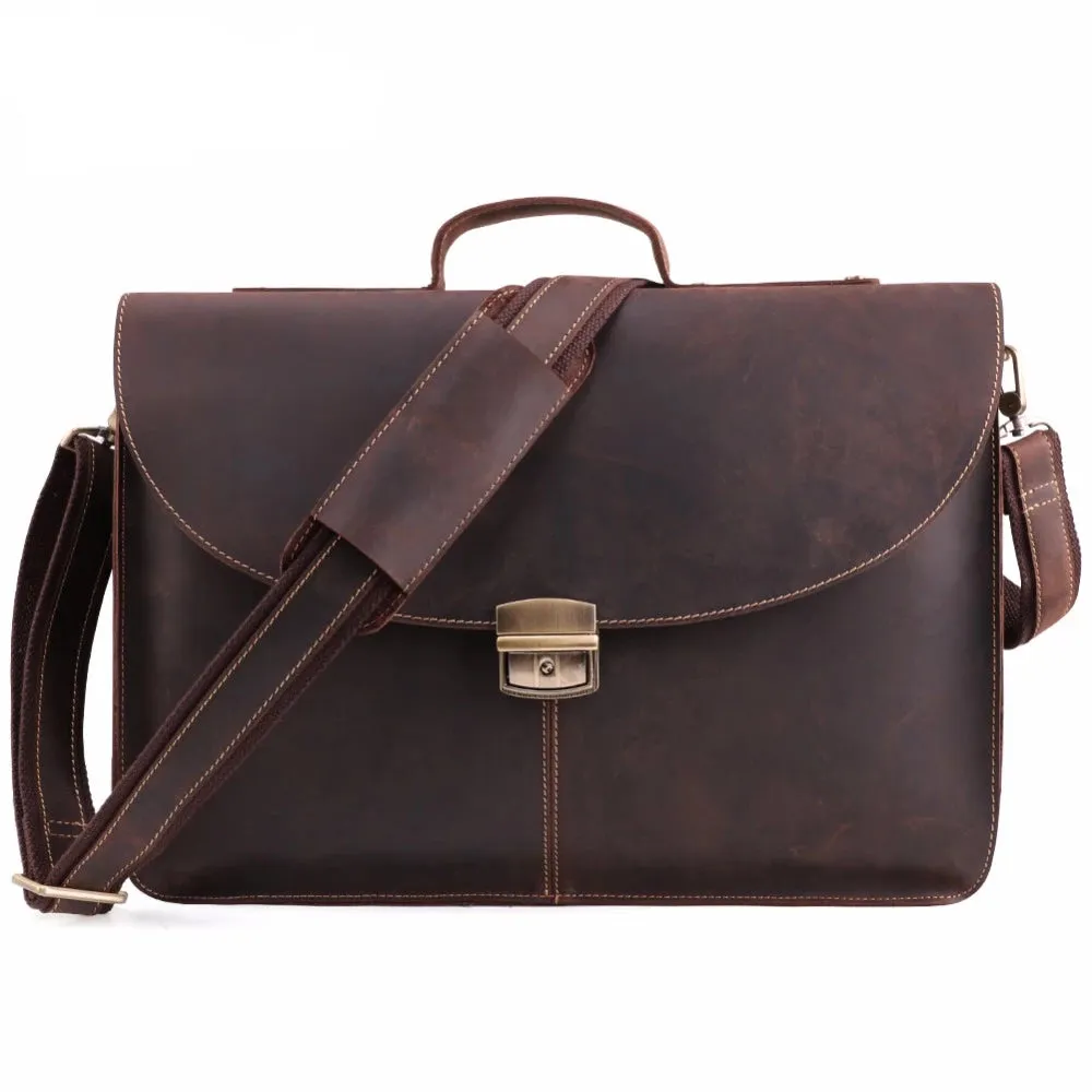 West Louis™ Retro Genuine Leather Business Briefcase