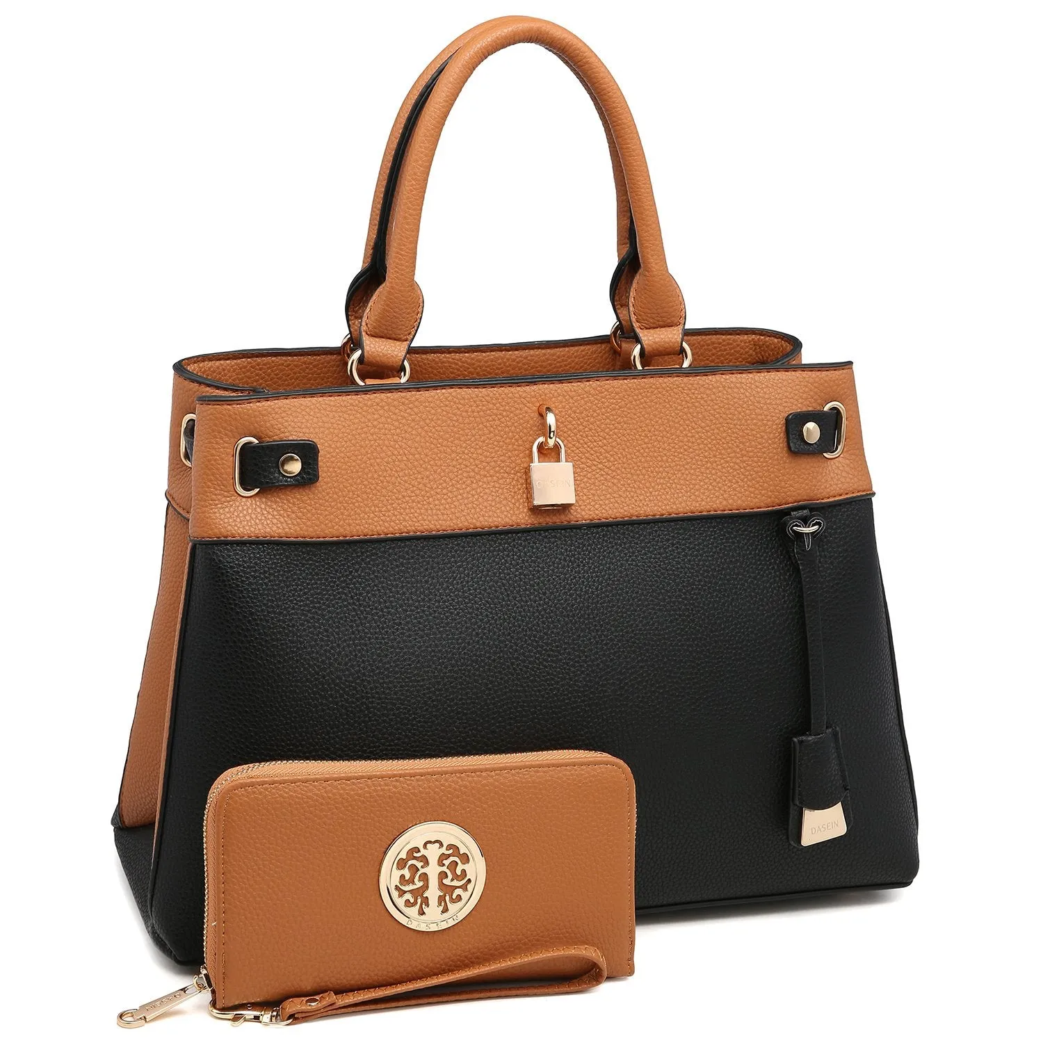 Zipper Top Satchel with Matching Wallet